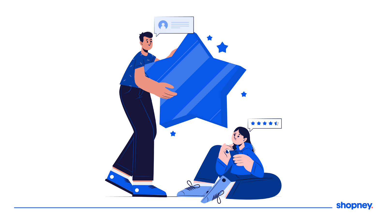 Illustration about loyalty programs showing rewards you gain by giving feedback to the brand