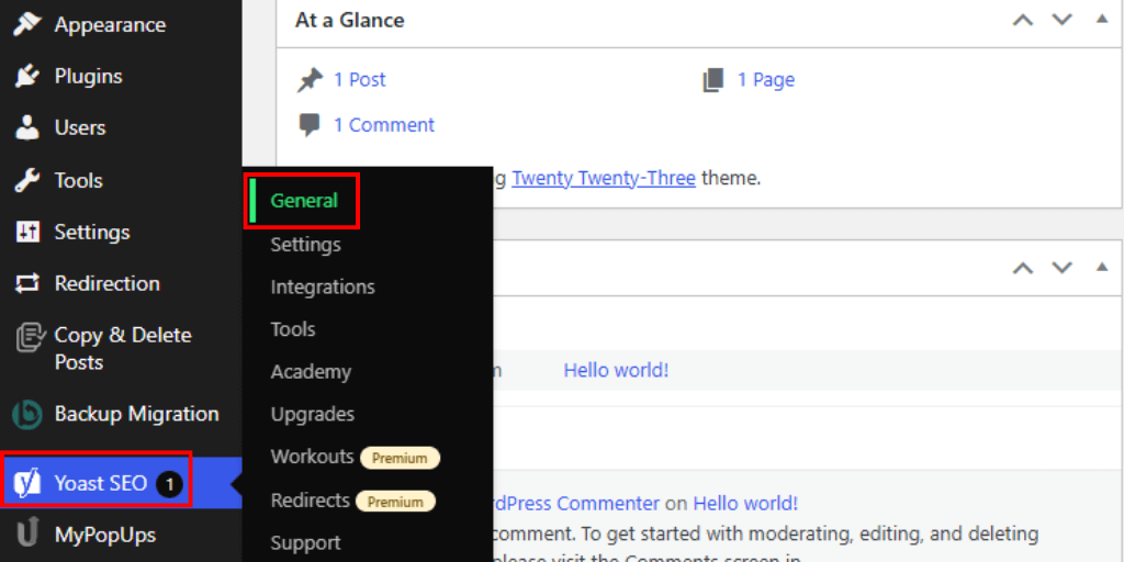 Go to Yoast SEO Menu