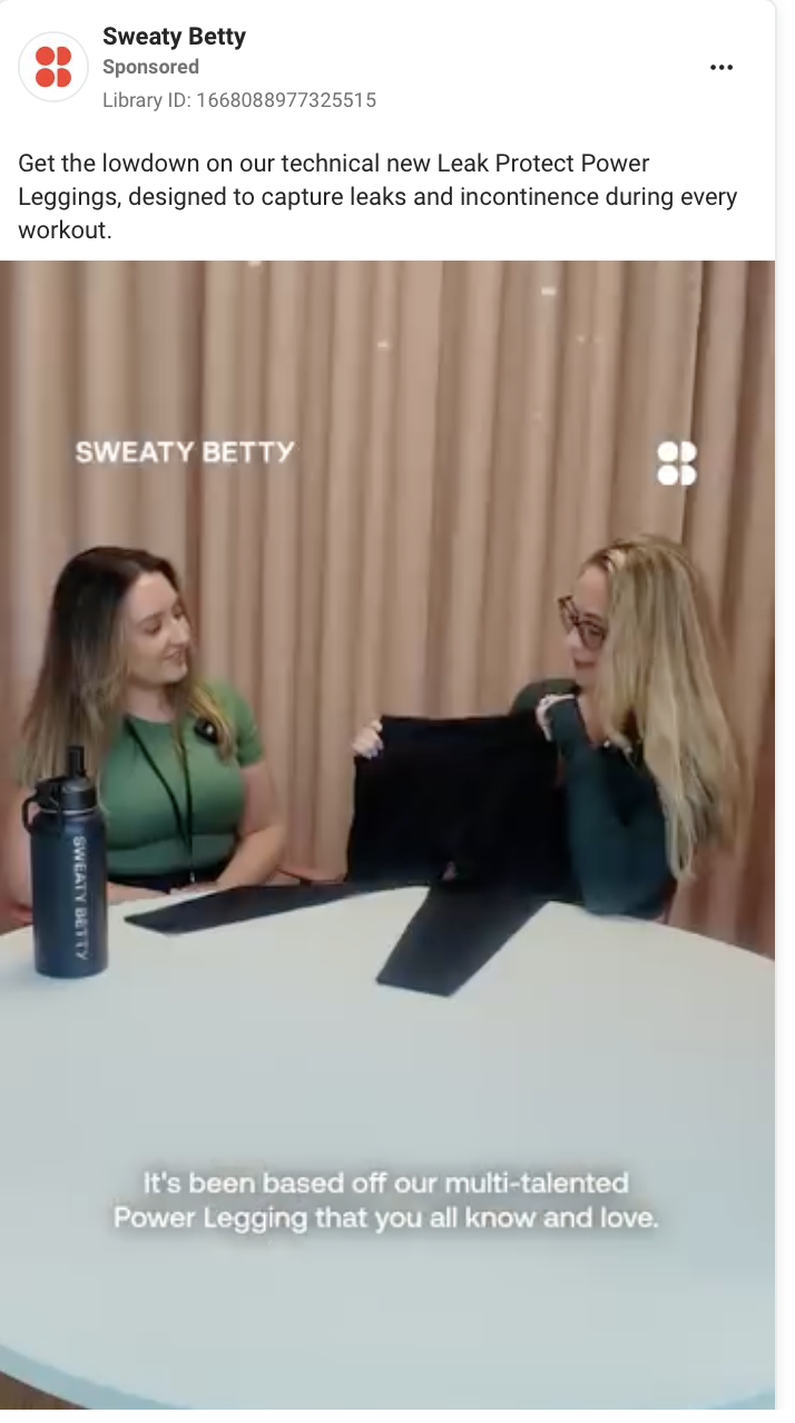 Instagram ads best practices — Sweaty Betty example ad