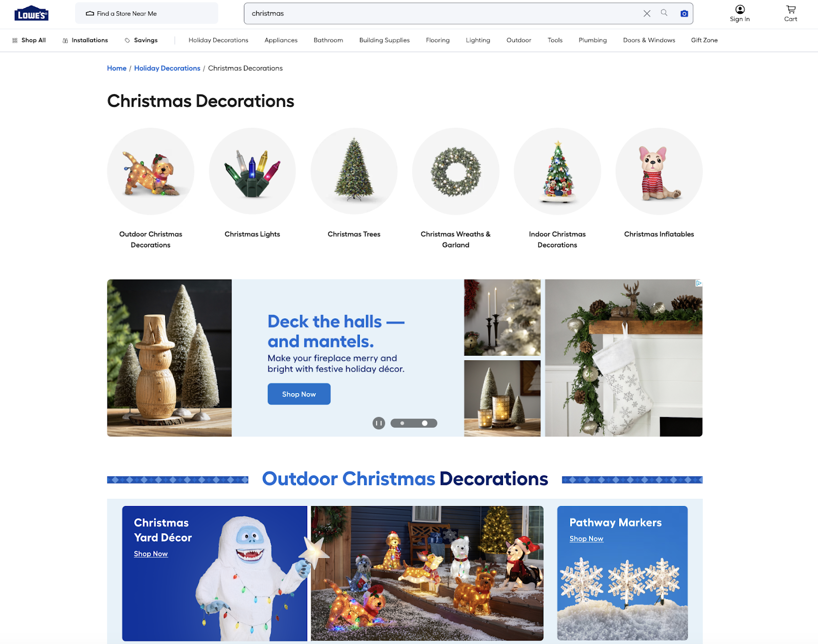 holiday decore for lowes website