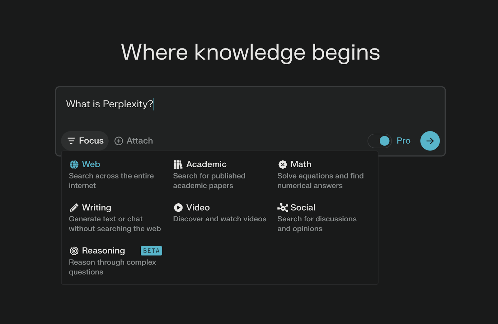 Perplexity AI's knowledge organization interface showing categorized information