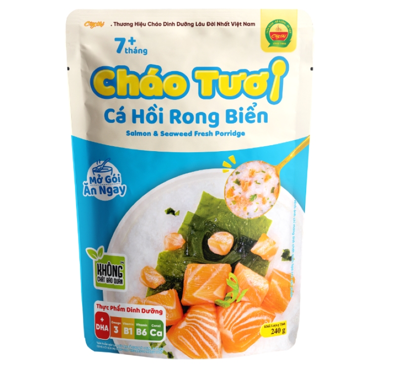 Cháo Tươi Cá Hồi Rong Biển từ Cây Thị