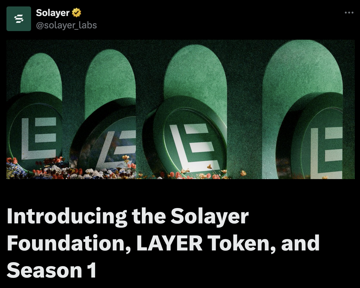 Solayer airdrop LAYER