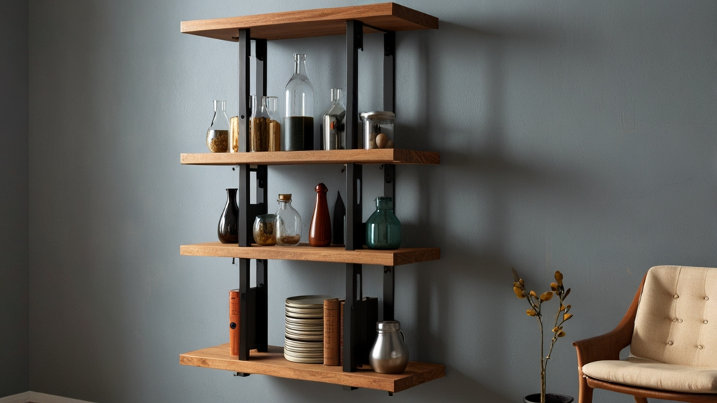 diy wooden contraption shelving with levers to open