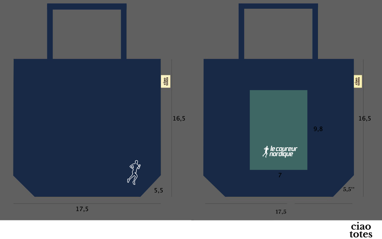 mockup of custom totes courreur nordique