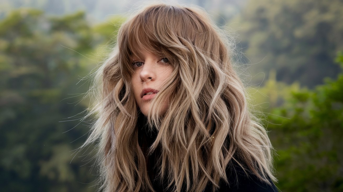 3. Textured Waves with Bangs