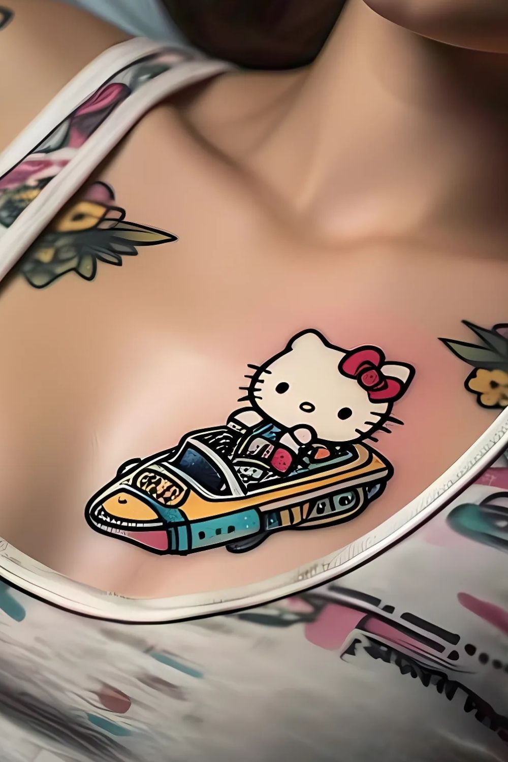 Hello Kitty in a Spaceship Tattoo