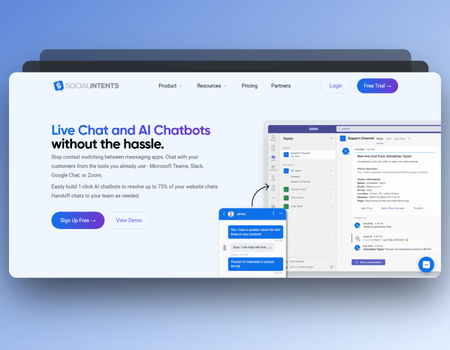 Social Intents chatbot platform