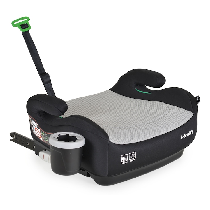 Inaltator auto cu isofix Cangaroo i-Swift i-Size, 125-150 cm sau 22-36 kg, omologat R129, Gri