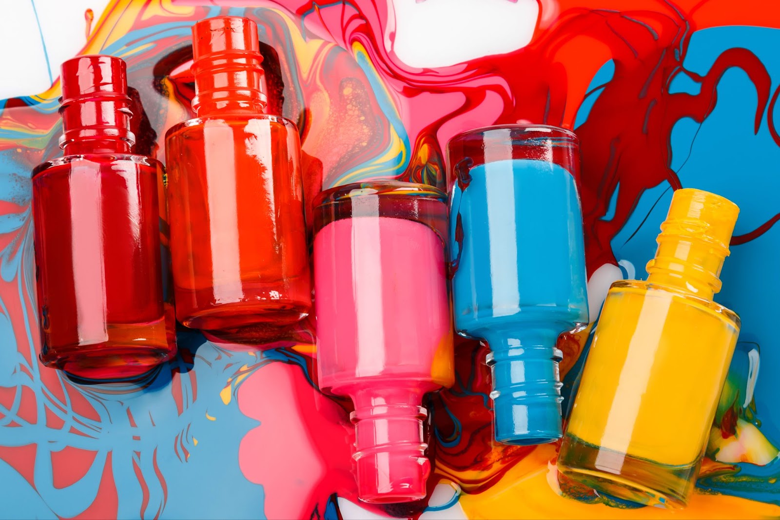 Vibrant dye colors symbolizing gamut and density differences in sublimation ink