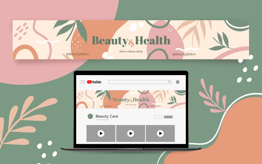 Creative YouTube channel banner for a beauty and health blog