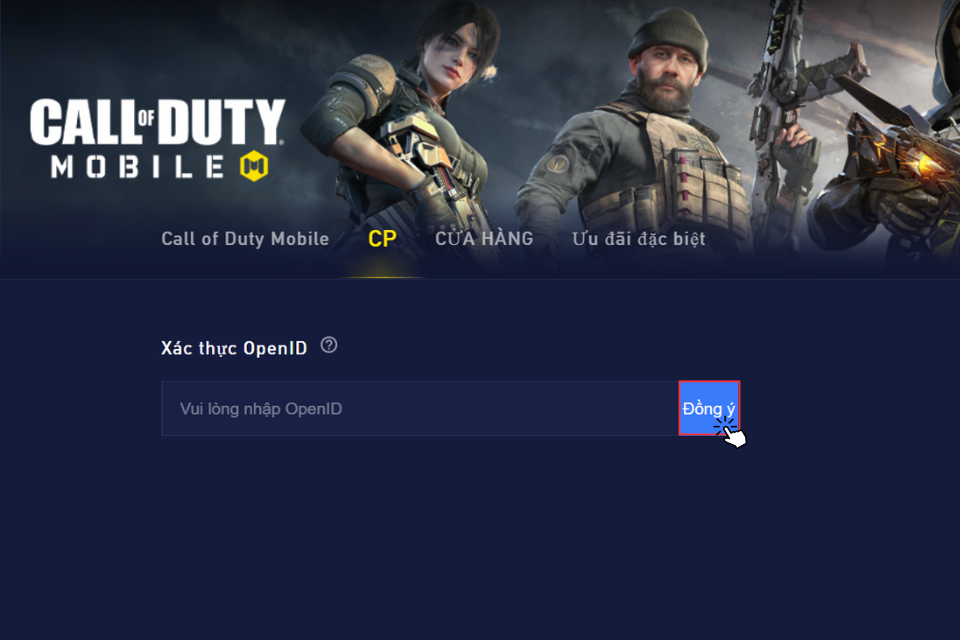 Truy cập vào cổng nạp Call of Duty trực tuyến, nhập OpenID tài khoản của bạn và nhấn Đồng ý