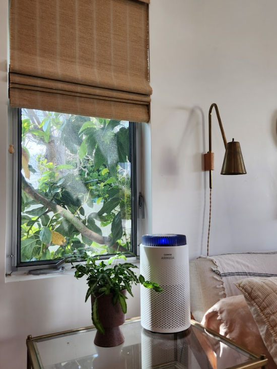 The Airmega 50 on a bedside table