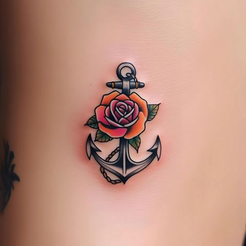 Rose and Anchor Tattoo
