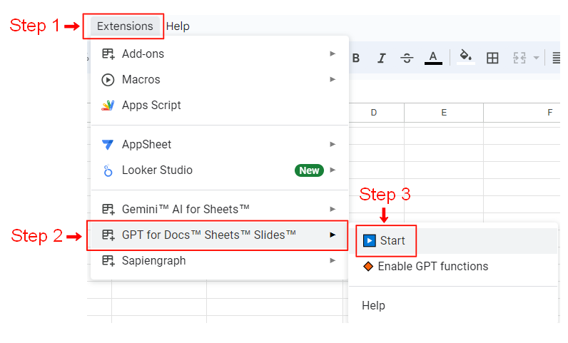 3 steps to launch GPT for Sheets