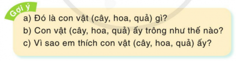 BÀI 12: ĐỒNG QUÊ YÊU DẤUCHIA SẺCâu 1: Hãy đọc và giải các câu đố sau:Giải nhanh:a) Cánh đồng.b) Con đom đóm.c) Mặt Trăng.Câu 2: Các câu đố trên nói về cảnh vật, con vật ở đâu? Chọn ý đúng:a) Ở thành phố.b) Ở nông thôn.c) Ở ngoài biển.Giải nhanh:b) Ở nông thôn.BÀI ĐỌC 1: SÔNG QUÊ ĐỌC HIỂUCâu 1: Những từ ngữ, hình ảnh nào cho biết bài thơ tả cảnh một vùng quê?Giải nhanh:Bờ tre, khúc sông quê, cầu tre, thuyền nan.Câu 2: Tìm những hình ảnh yên bình của dòng sông quê hương.Giải nhanh:Gió chiều ru hiền hòa, bầy chim sẻ nô đùa, tiếng cười trong trẻo vang vọng hai bên sông, vài chiếc thuyền nan lặng lờ trôi.Câu 3: Những âm thanh nào đem lại không khí vui tươi, ấm áp cho dòng sông?Giải nhanh: Tiếng bờ tre xào xạc, tiếng chim hót, tiếng bạn cười, câu hò quê hương.Câu 4: Bài thơ thể hiện tình cảm của bạn nhỏ với dòng sông quê hương như thế nào?Giải nhanh:Bài thơ thể hiện tình cảm yêu thương, gắn bó và trân trọng của bạn nhỏ đối với dòng sông quê hương.LUYỆN TẬPCâu 1: Tìm từ ngữ giống những từ ngữ sau:Giải nhanh: trong trẻo - trong veo, trong vắt.tuổi hoa - tuổi hồng, tuổi học trò.Câu 2: Đóng vai bạn nhỏ trong bài thơ, đặt câu cảm để bày tỏ:a) Cảm xúc của em về cảnh đẹp của dòng sông.b) Cảm xúc của em về tiếng hò trên dòng sông.c) Tình cảm của em với dòng sông quê hương.Giải nhanh:a) Ôi, dòng sông mới đẹp làm sao! b) Tiếng hò trên sông thật mênh mông, da diết!c) Ôi dòng sông yêu thương!TRAO ĐỔI