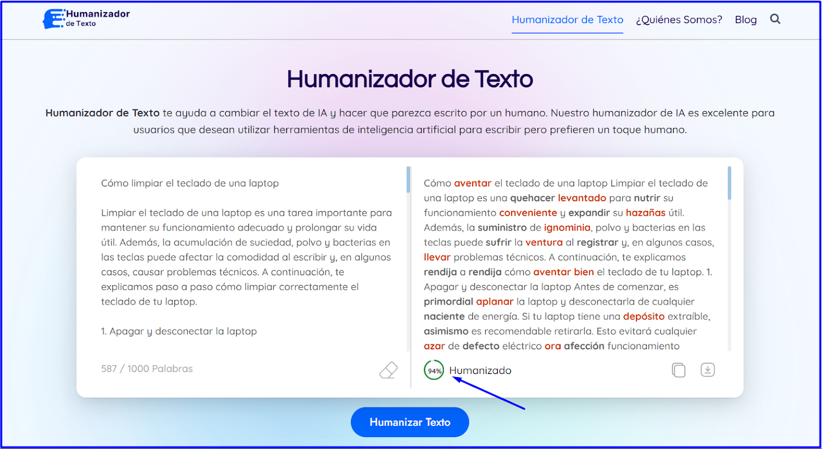 Resultados de la humanización