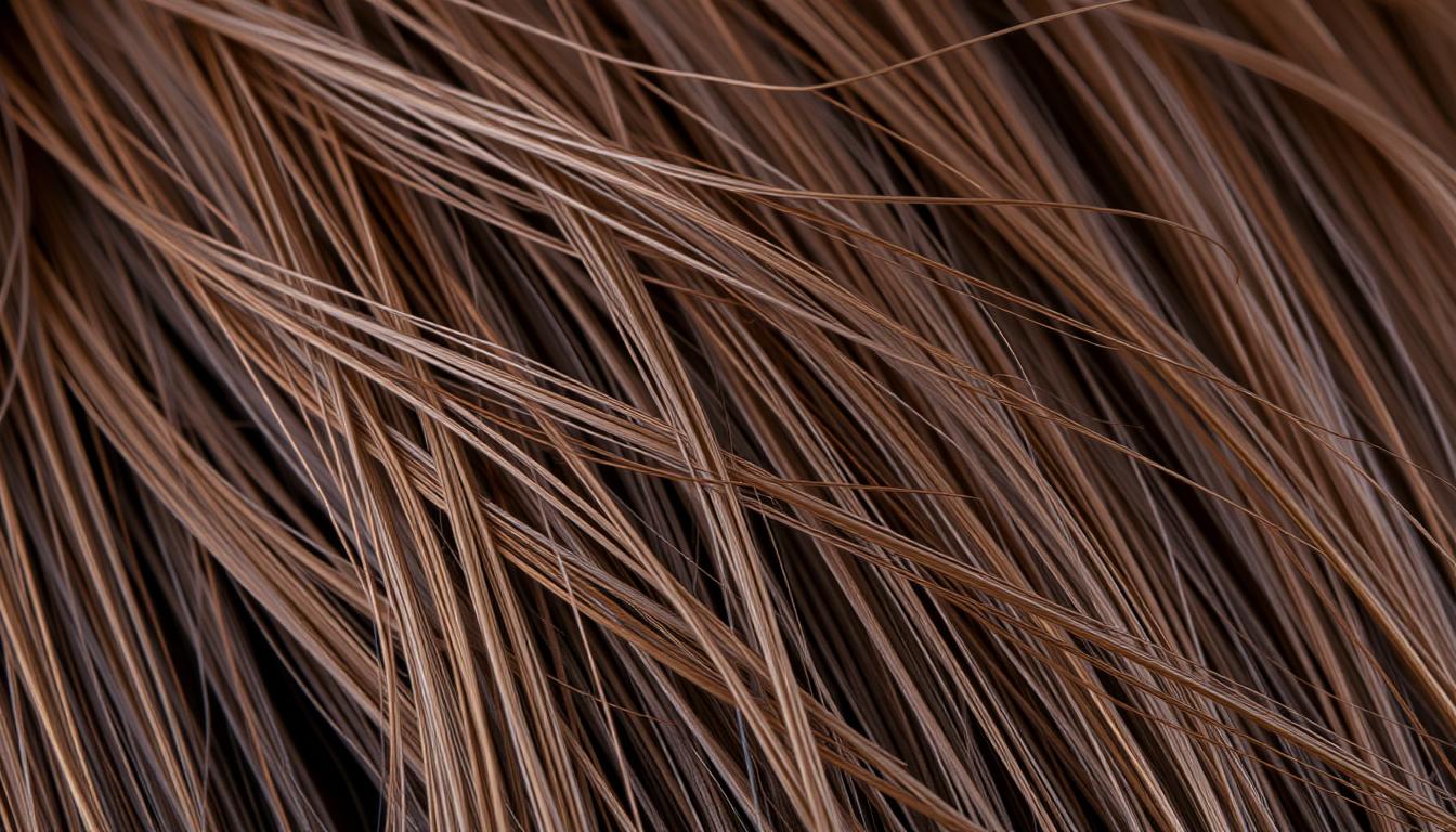 Close-up of hair strands showing pigmentation preserved by Ashwagandha's effects