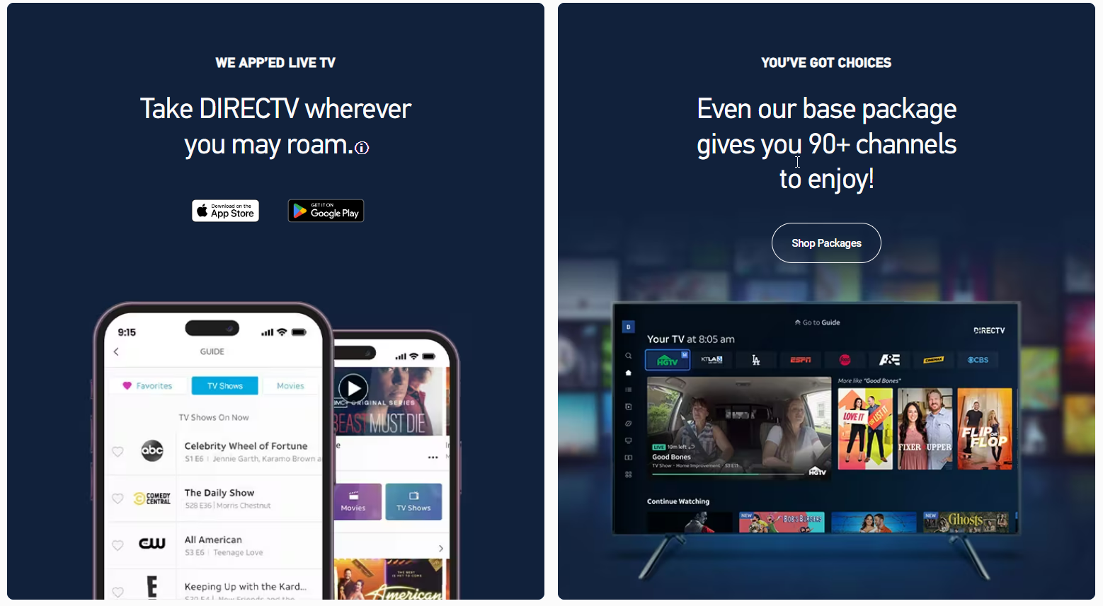 DirecTV on phone and TV.