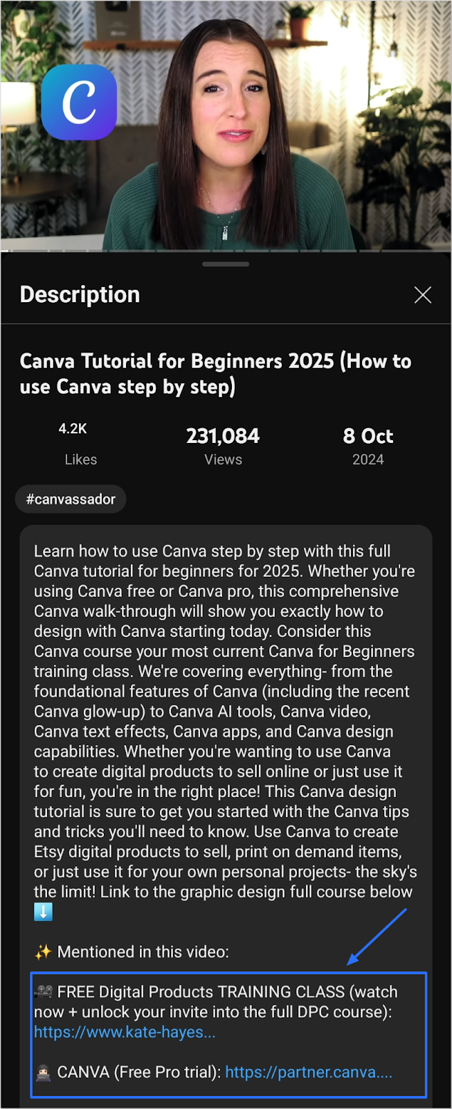 Affiliate link in online course