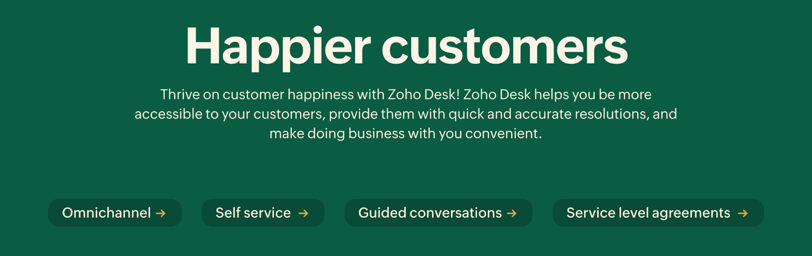 Zoho Desk's homepage.