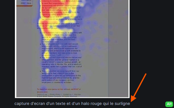fleche rouge qui montre le texte d'une balise alt