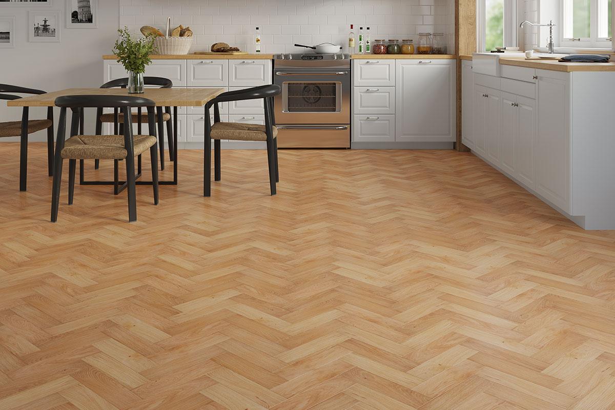 Floor-Warehouse's-Congleton-Clove-Oak-Herringbon-Engineered-Wood-Flooring-In-Kitchen