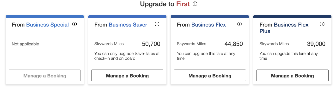 cost of upgrading on Emirates flights