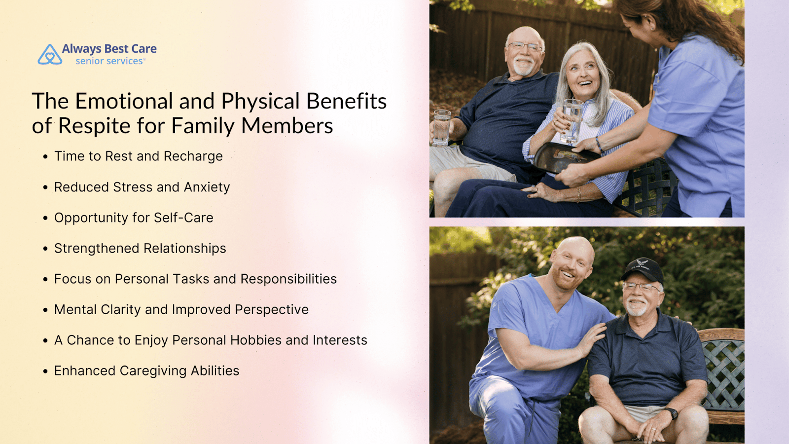 This infographic details the emotional and physical benefits of respite care for family members