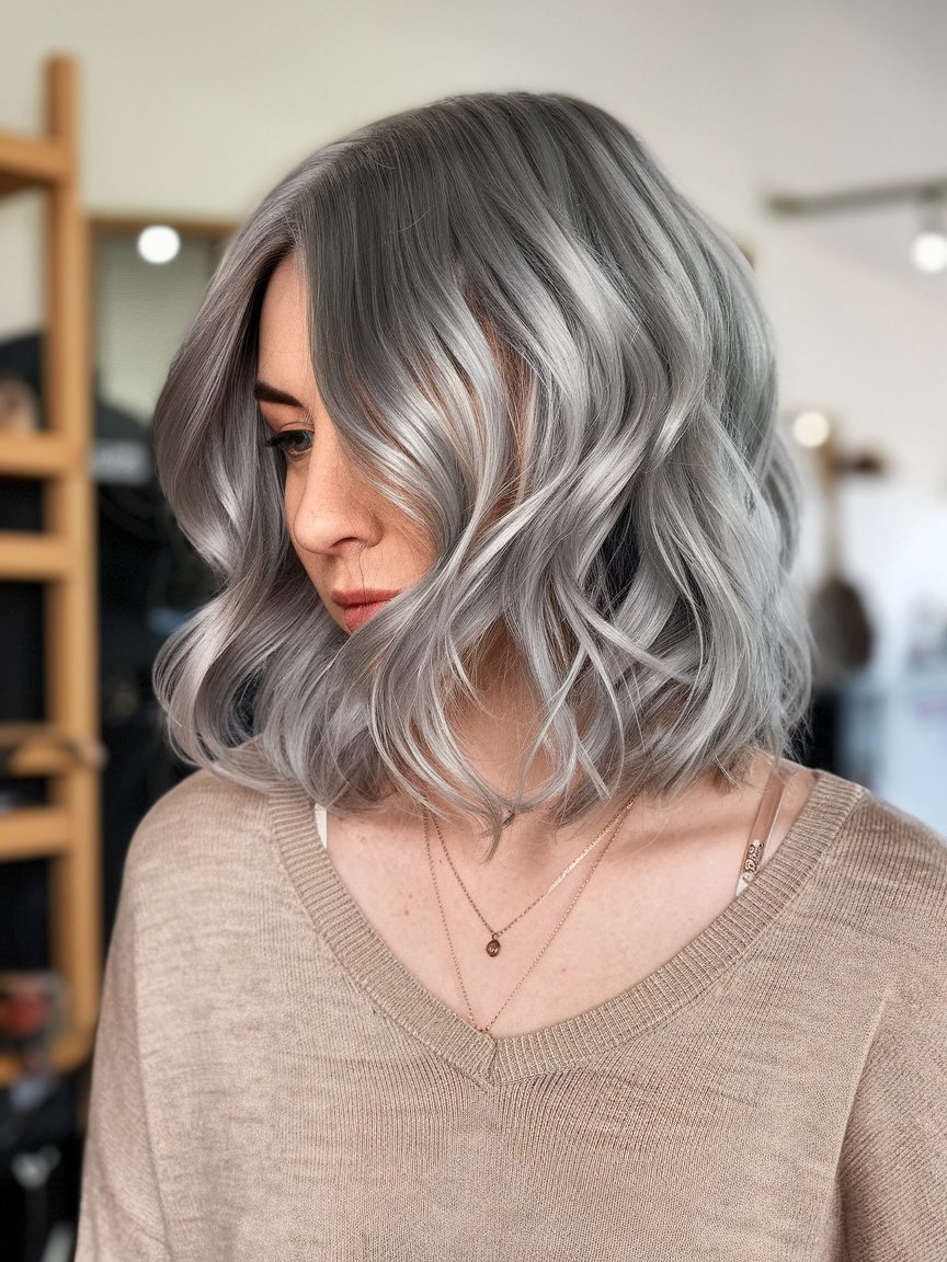 37. Gorgeous Gray Layered Waves