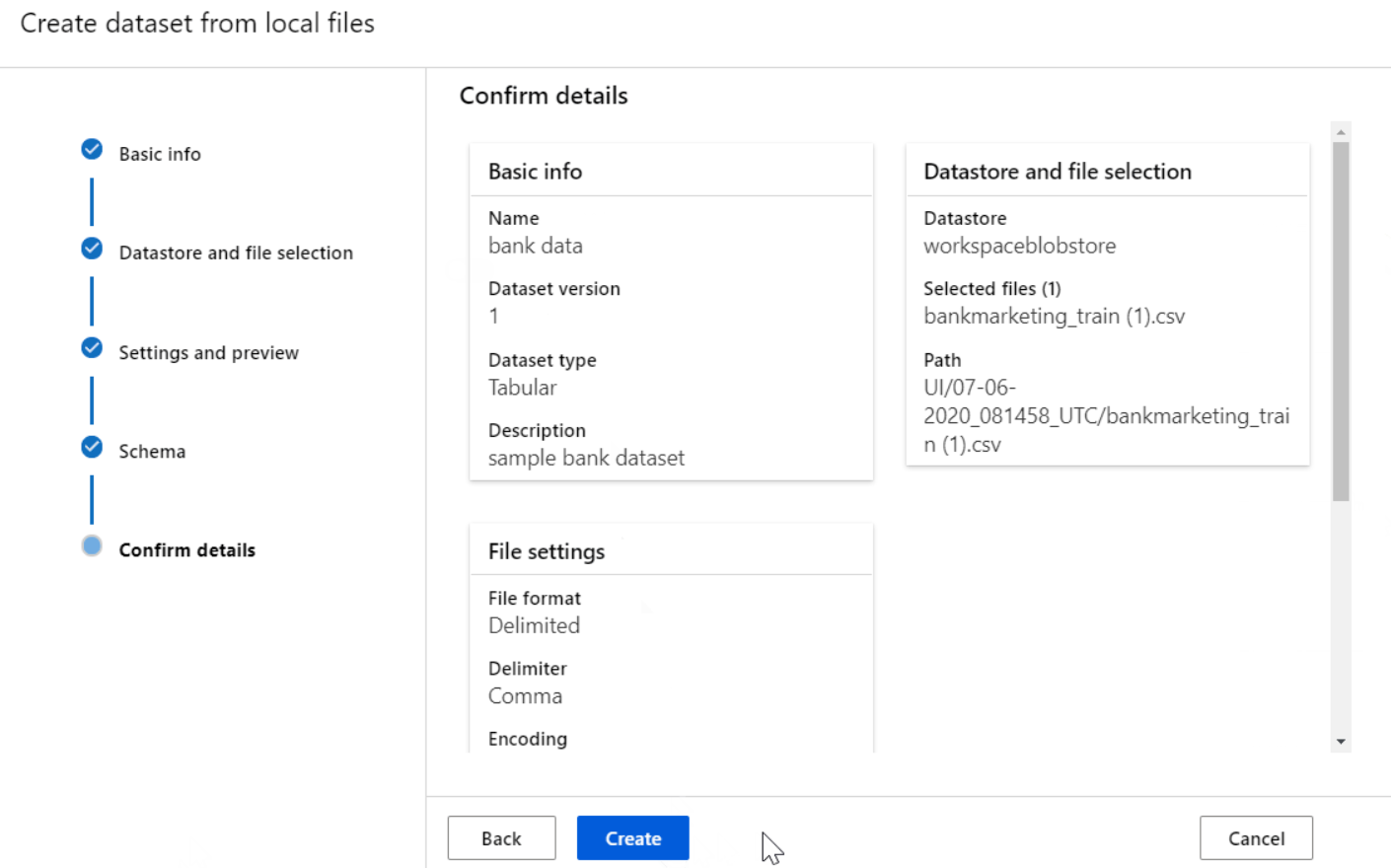 Create a database from local files