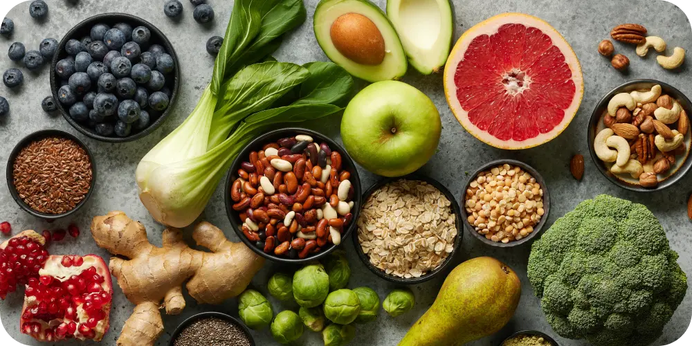 Fruit and veg on table