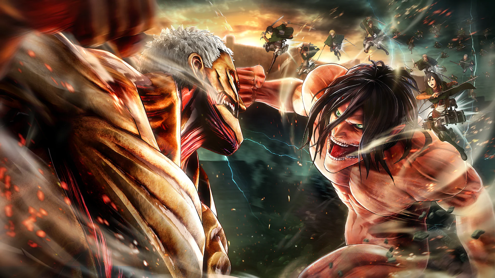 The Official Picture of Attack on Titan 2 with its characters, One of the best anime games on PS4.