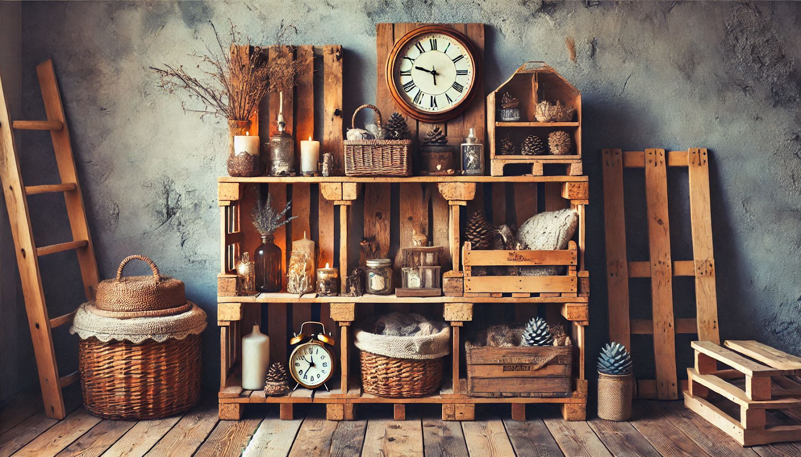 Wooden Pallets into Charming Rustic Shelves