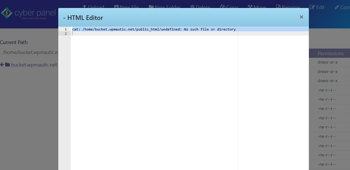 CyberPanel File Manager - 500 Internal Server Error WordPress 2