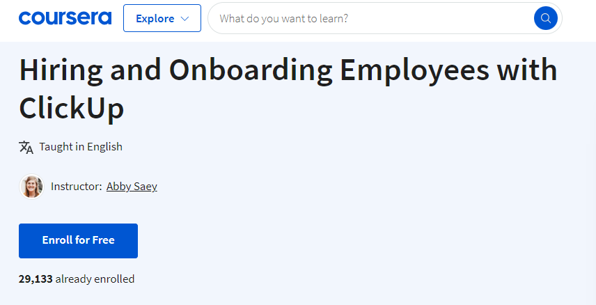 Hiring And Onboarding Employees Using Clickup – Coursera