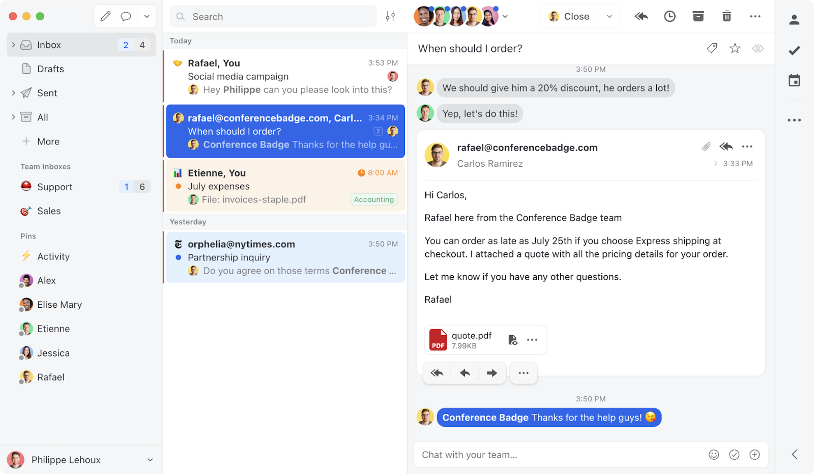 Missive inbox screenshot