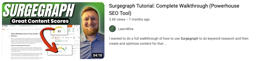 SurgeGraph Receiving YouTube Coverage After Its Press Release