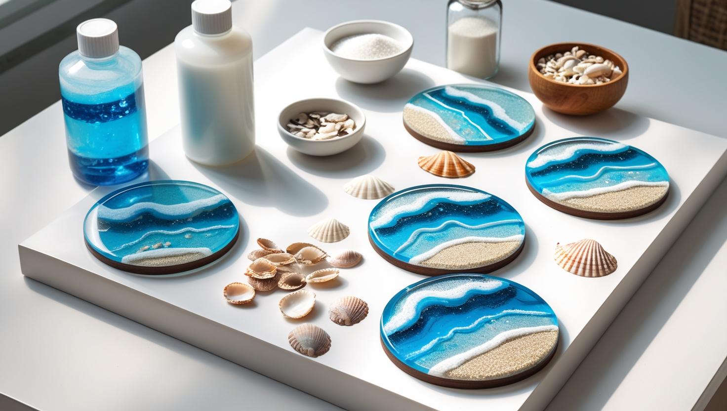 Beach-Themed Resin Coasters