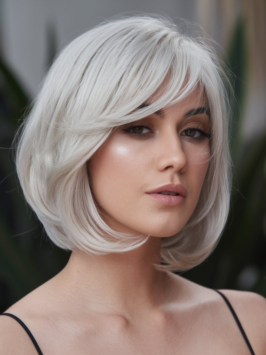 26. Side-Parted Platinum Bob