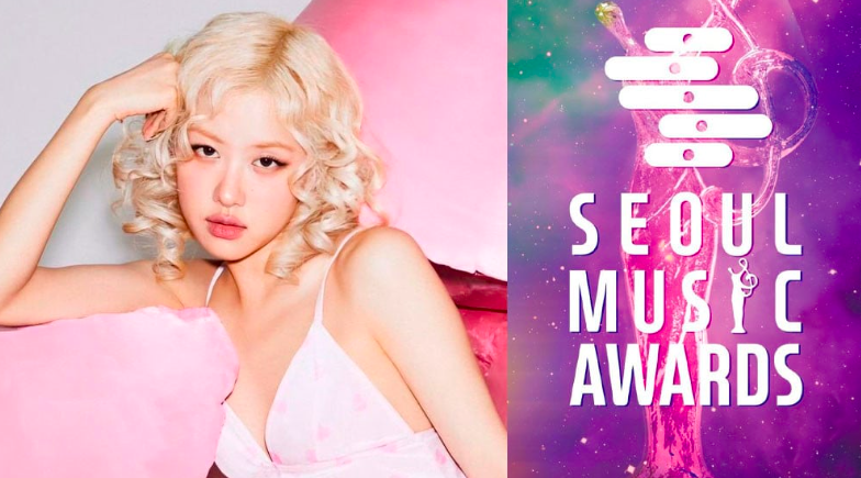 This contains an image of BLACKPINK Rosé and another image of Seoul music Awards