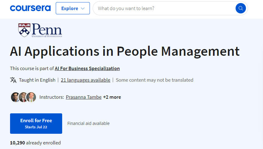AI Applications In People Management – Coursera
