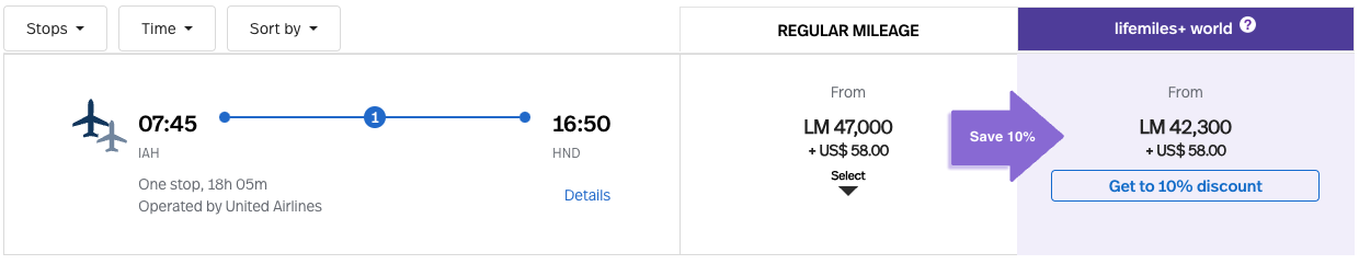 IAH to HND via LifeMiles