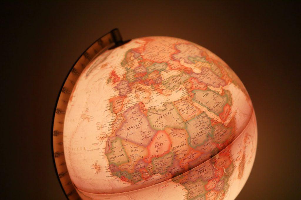 globe showing Africa and Europe