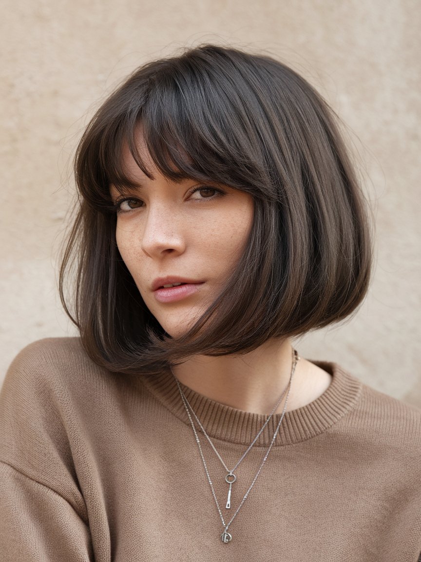 17. Rounded Bob with Bangs