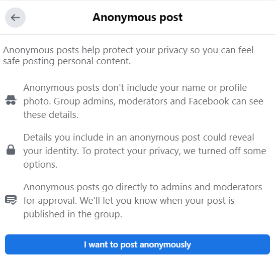 click on i want to post anonymously 