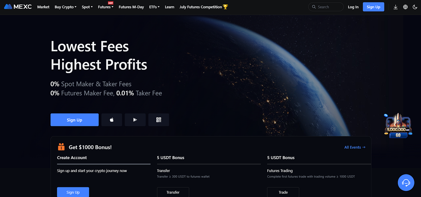  MEXC homepage