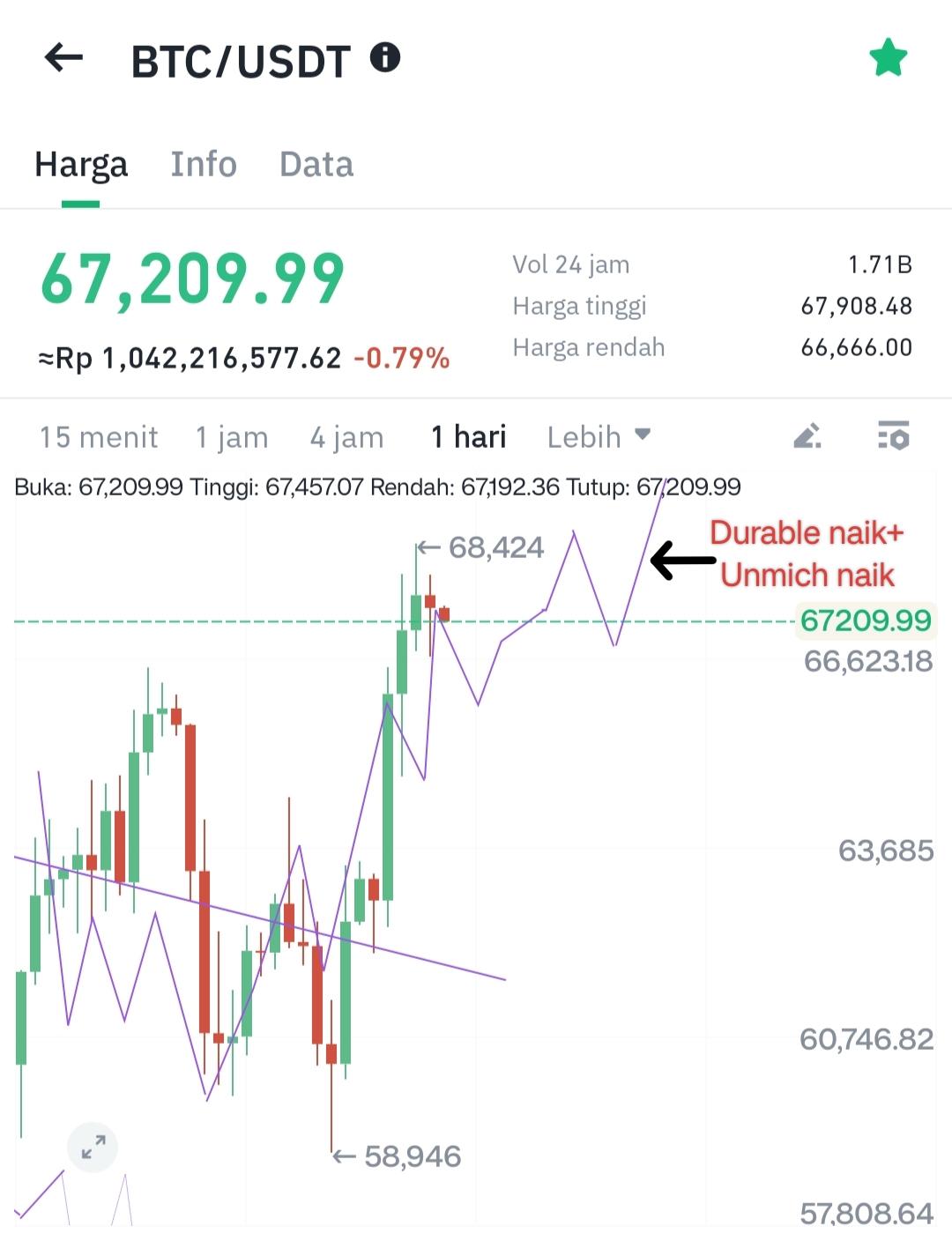 Ilustrasi pergerakan tren bitcoin BTC/USDT. Sumber: Hoteliercrypto.