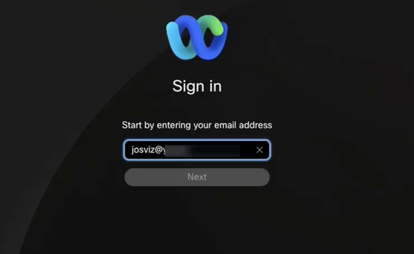 sign in to Webex account