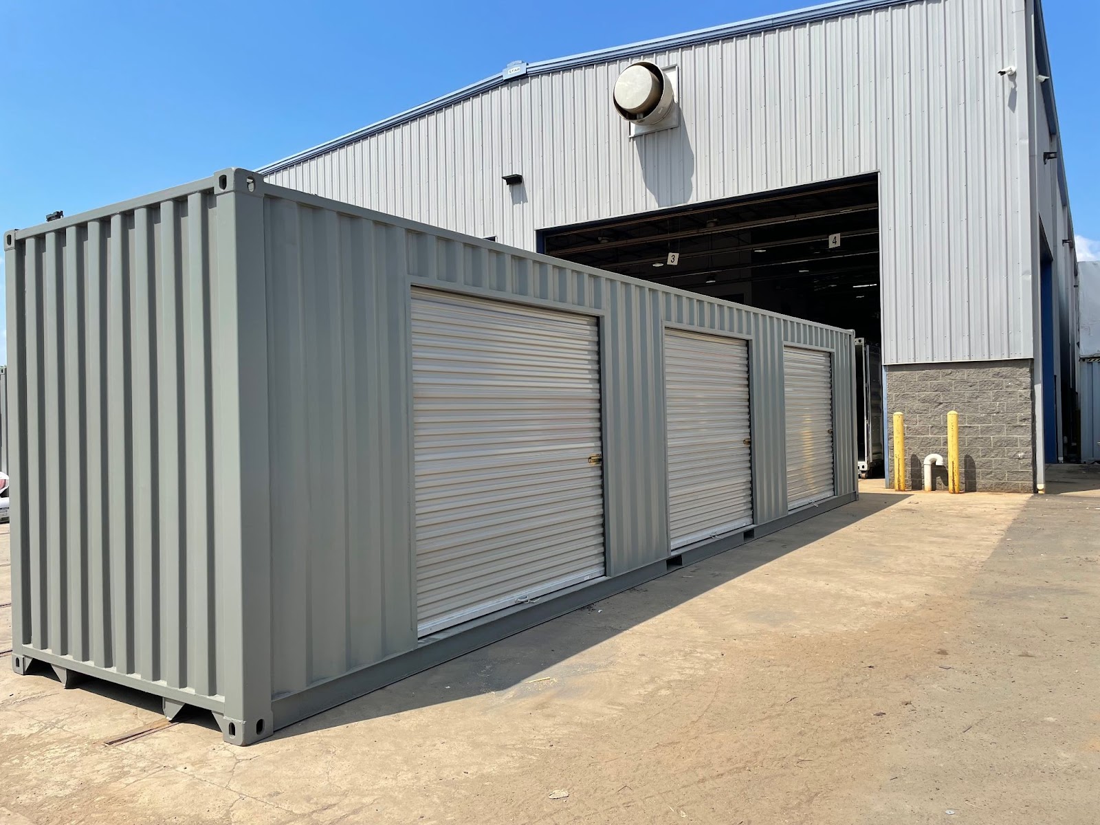 roll-up doors on shipping container for versatile storage